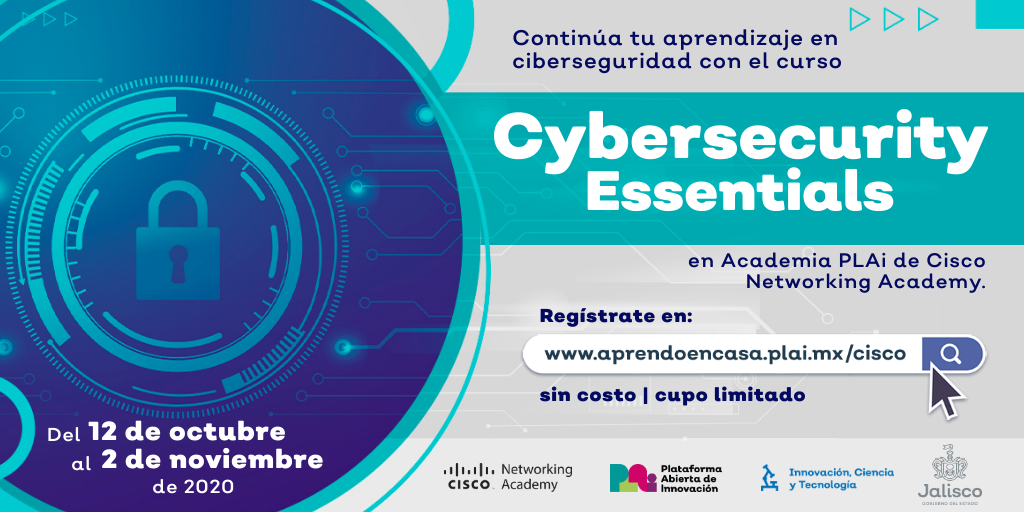 Jarra junio Temporada Curso Cybersecurity Essentials en Academia PLAi de Cisco Networking Academy  | www.plai.mx